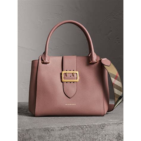 shop burberry navy leather tote|Burberry buckle medium tote pink.